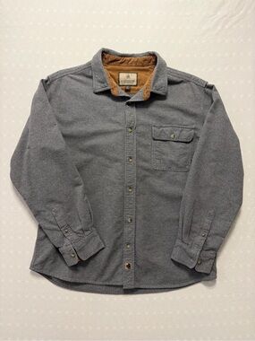 Legendary Whitetails Gray Button-Down Shirt with Brown Collar Lining